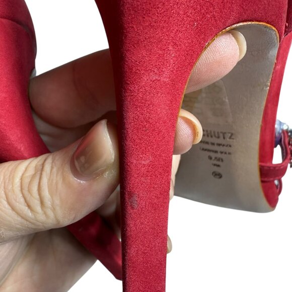 Schutz LINSEY Red Jewel Strap Heels – Size 9.5B - Picture 14 of 14